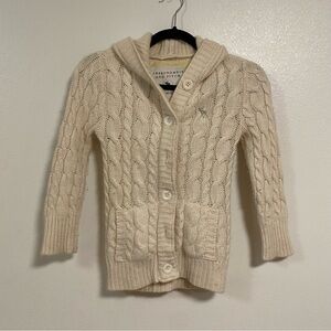 Abercrombie & Fitch Cardigan Girls Medium Cream Wool blend Cable knit Sweater